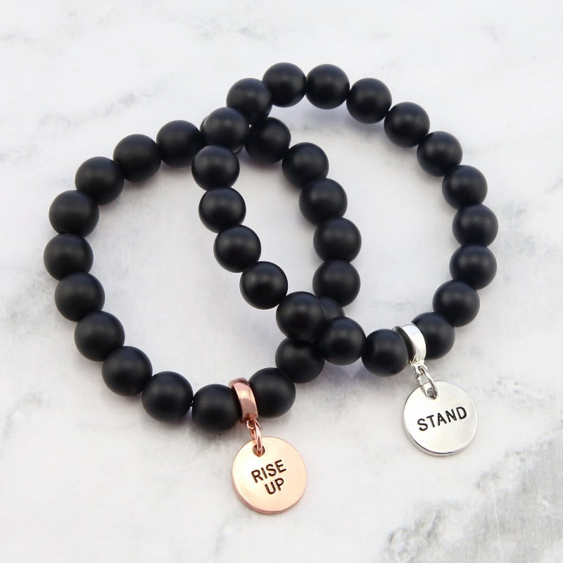 Create Your Own Bracelet - Stone Beads & Word Charm