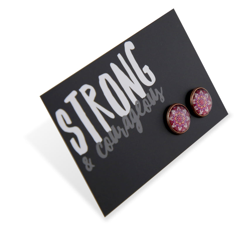 BOHO Collection - Strong & Courageous - Vintage Copper surround Circle Studs - Daybreak (9103)