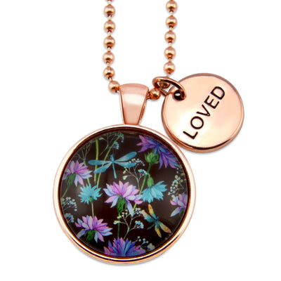 Wildflower Collection - Rose Gold 'LOVED' Necklace - Dragonfly Grove (11034)