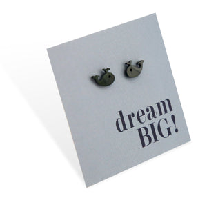 Stainless Steel Earring Studs Dream Big WHALES sliver, black, rose gold, gold