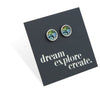 Heart & Soul Collection - Dream Explore Create - Silver Stainless Steel 8mm Circle Studs - Ocean & Earth (12841)