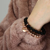 Bracelet Duo! Rose Gold & Matt Black Onyx bead bracelet stacker set - GRATEFUL (11541)
