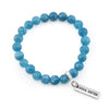 Stone Bracelet - Oceana Wash 8mm Beads - with Silver Word Charm