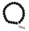 Black onyx stone bead bracelet with silver meaningful charm.