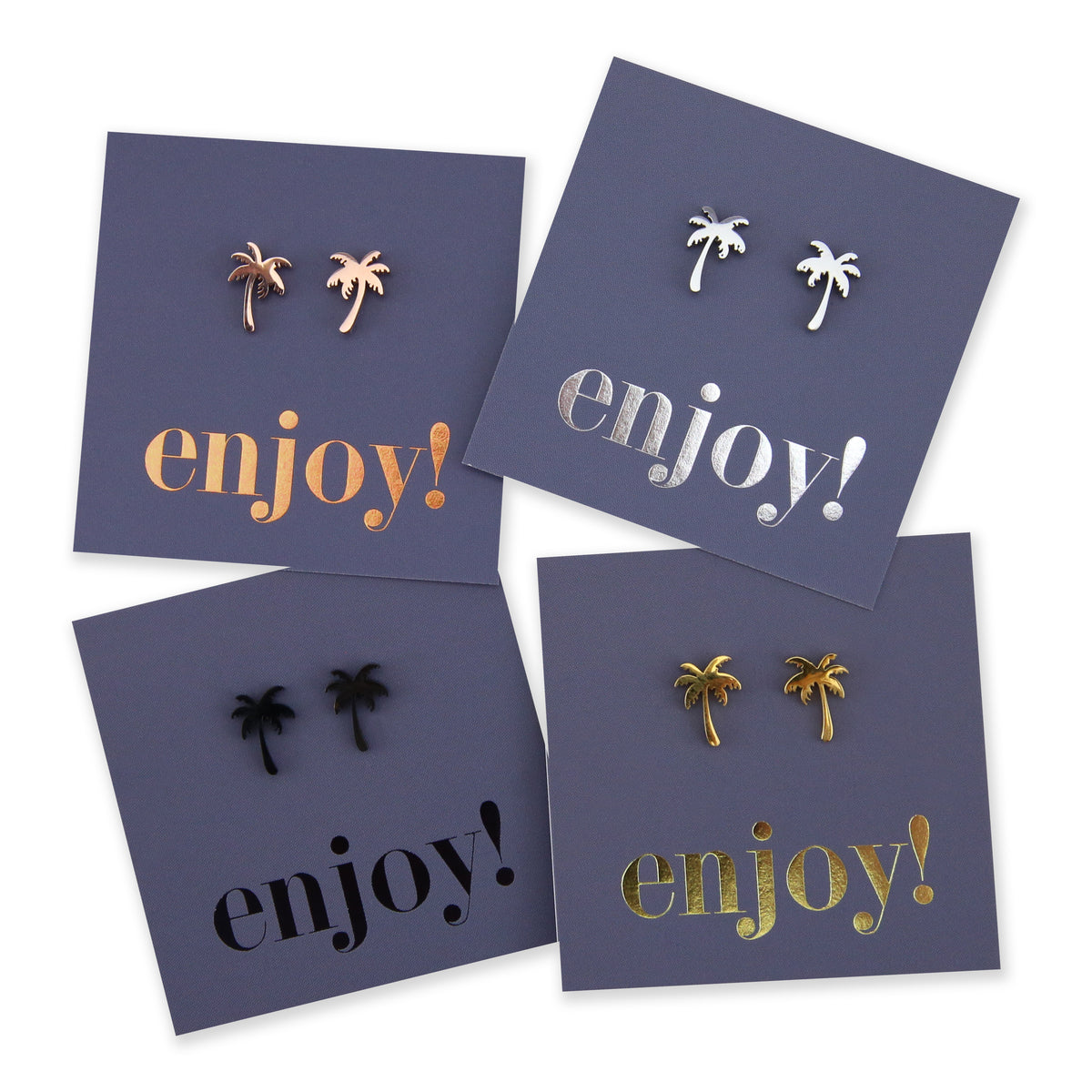 Stainless Steel Earring Studs - Enjoy - PALM TREE