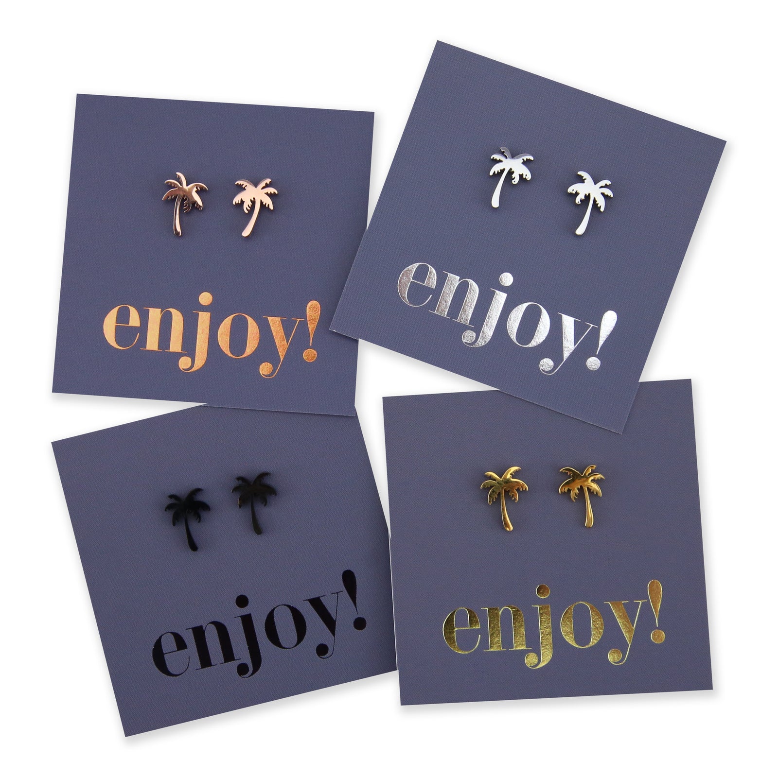 Stainless Steel Earring Studs - Enjoy - PALM TREE