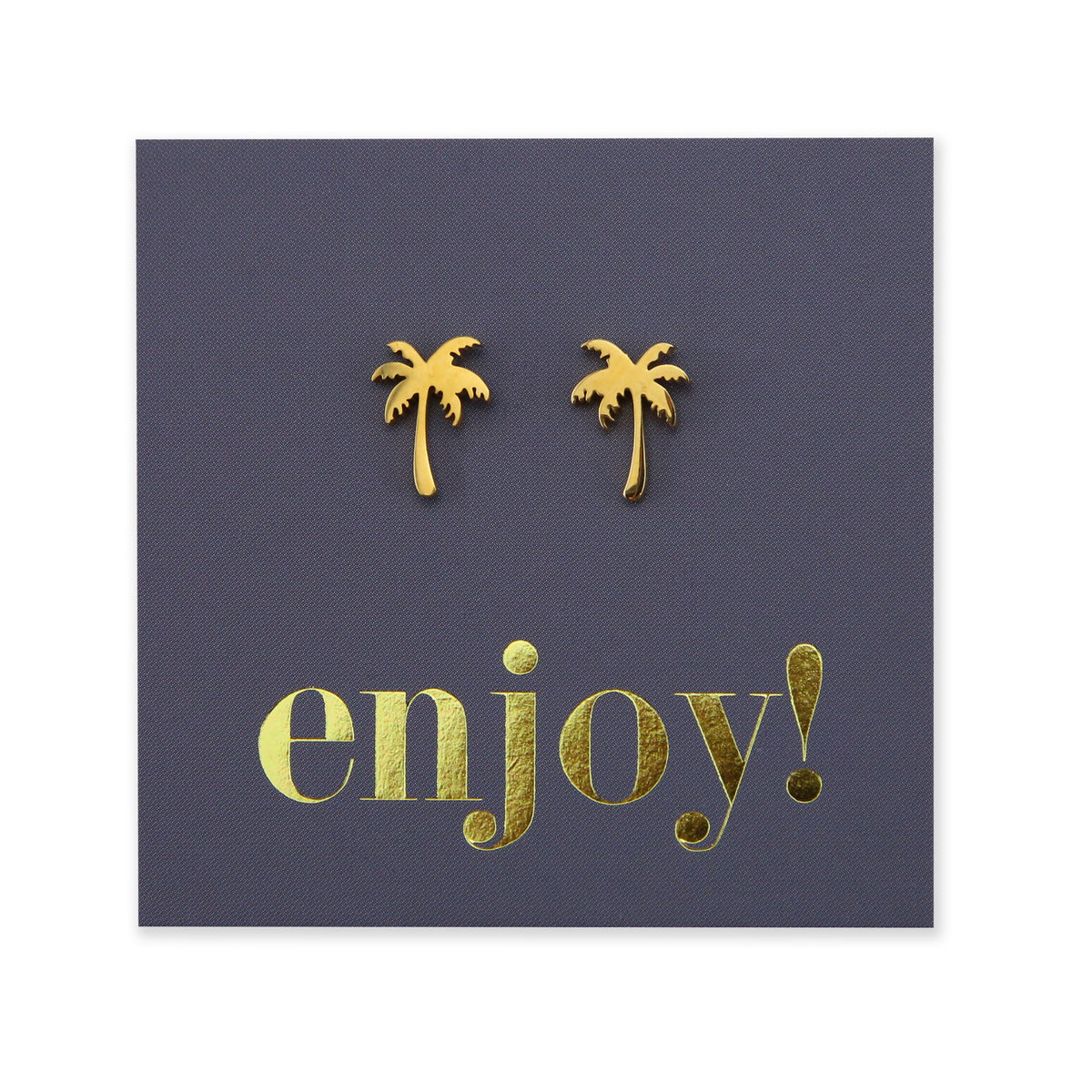 Stainless Steel Earring Studs - Enjoy - PALM TREE