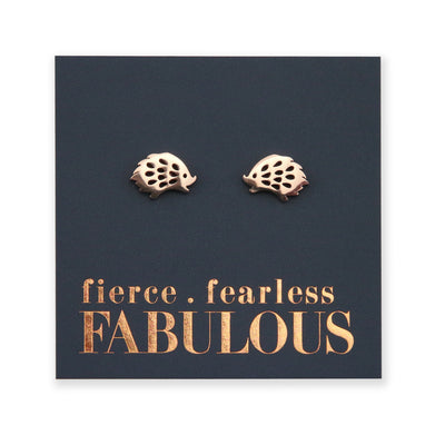 Stainless Steel Earring Studs - Fierce Fearless Fabulous - HEDGEHOGS