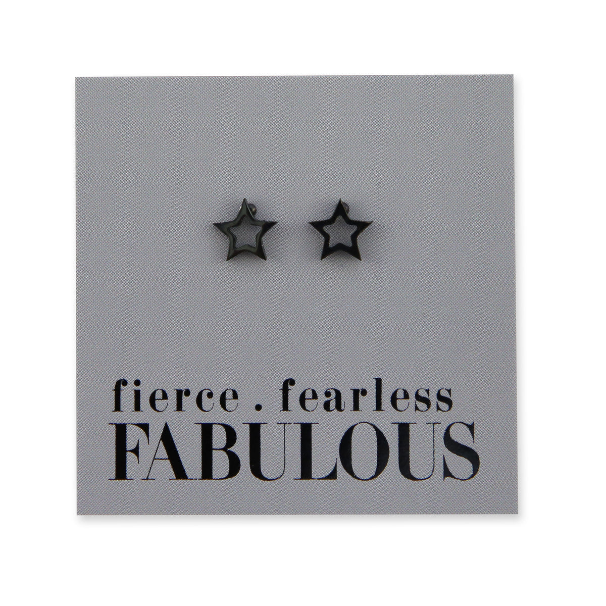 Stainless Steel Earring Studs - Fierce Fearless Fabulous - OPEN STARS