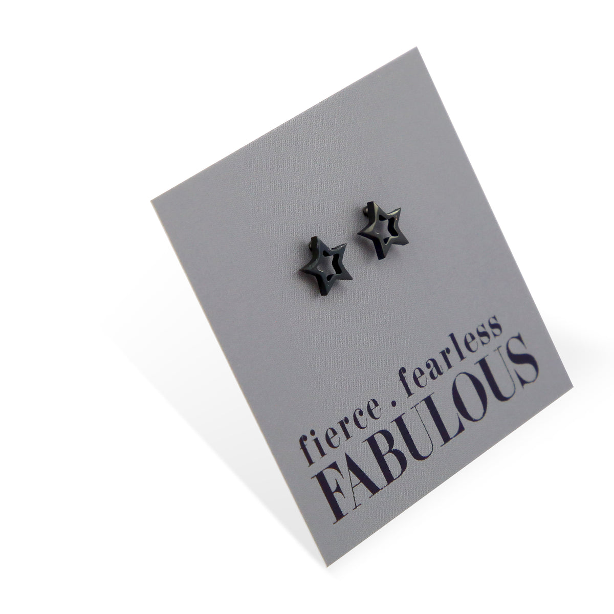 Stainless Steel Earring Studs - Fierce Fearless Fabulous - OPEN STARS
