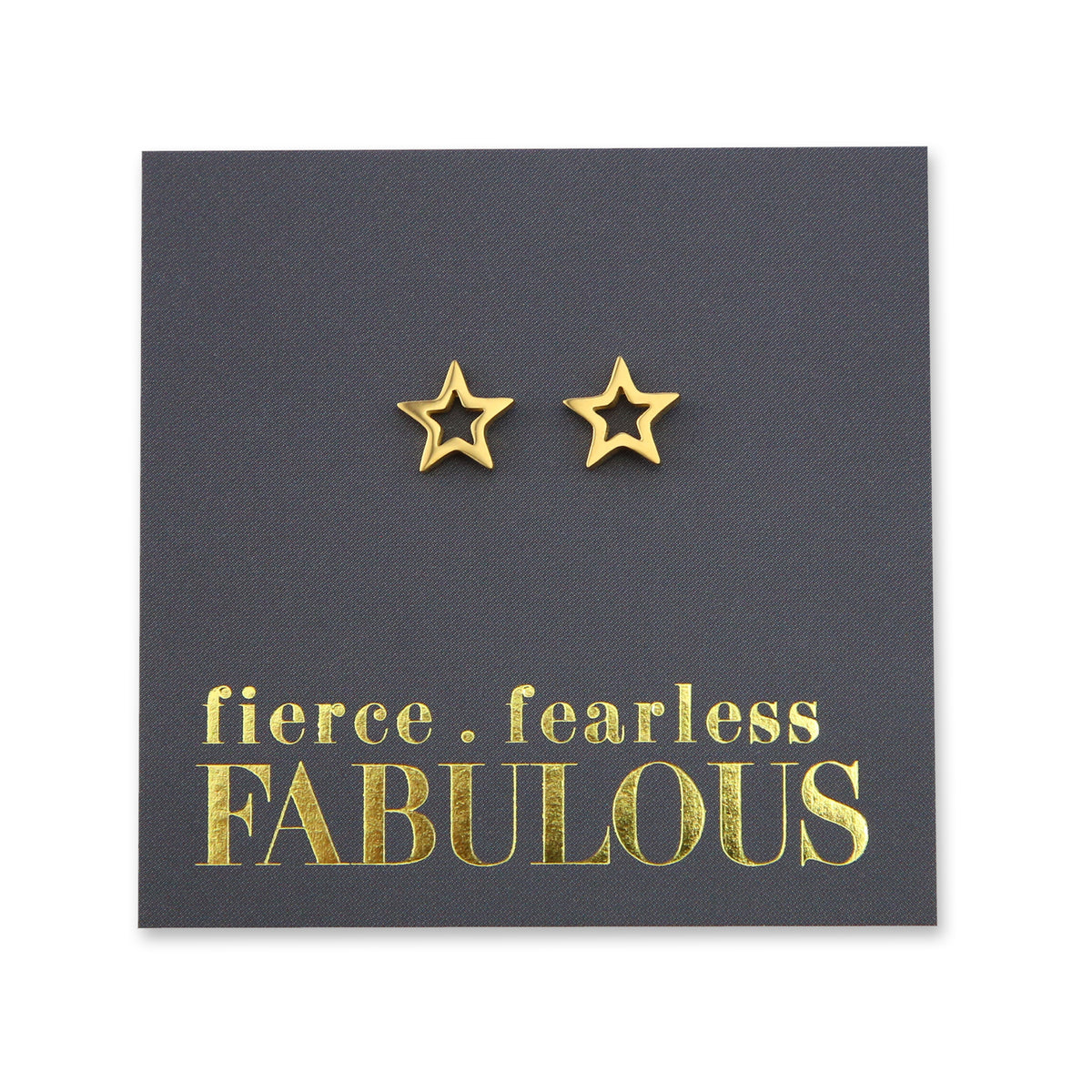 Stainless Steel Earring Studs - Fierce Fearless Fabulous - OPEN STARS