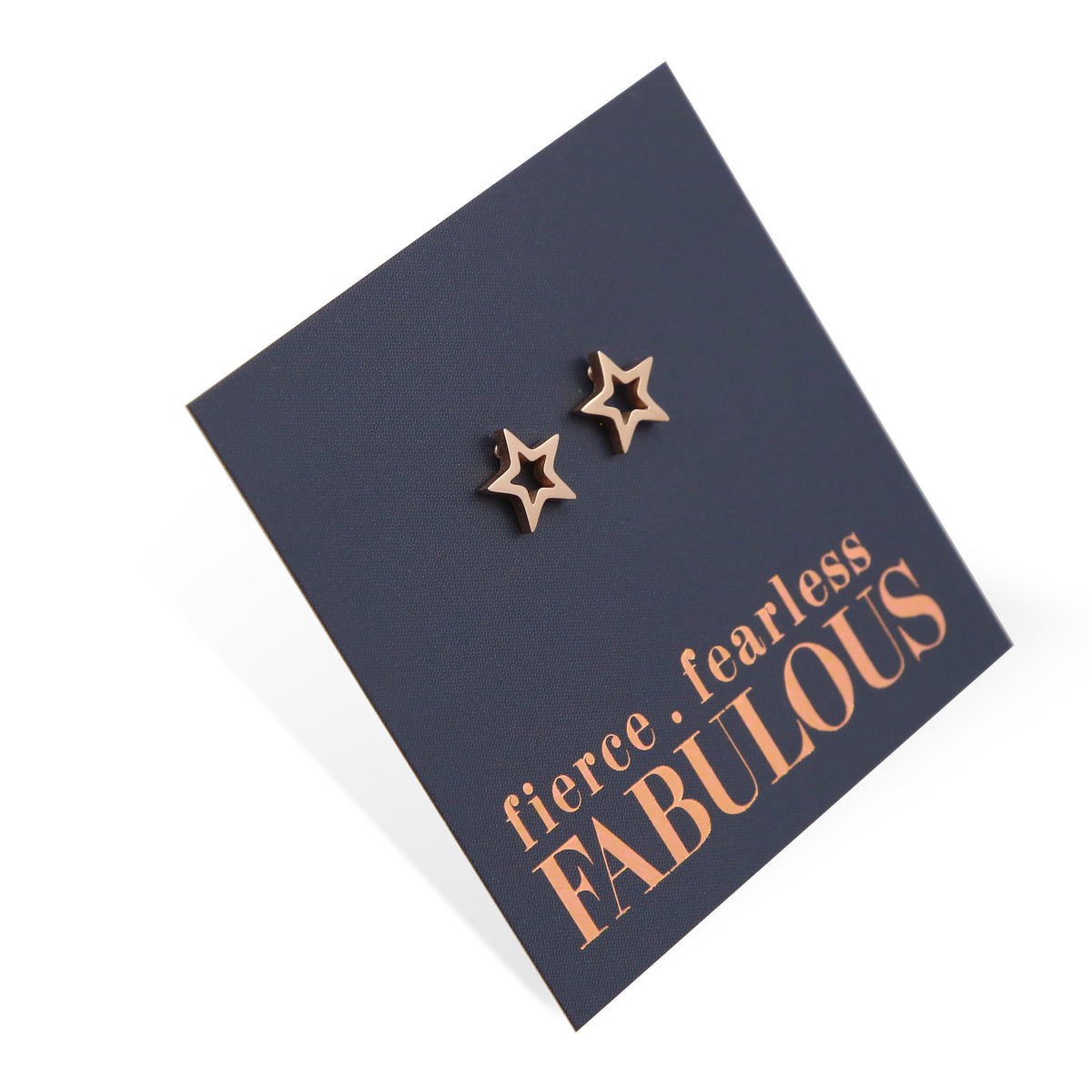 Stainless Steel Earring Studs - Fierce Fearless Fabulous - OPEN STARS