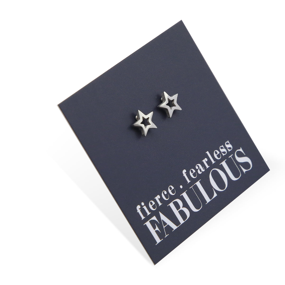 Stainless Steel Earring Studs - Fierce Fearless Fabulous - OPEN STARS