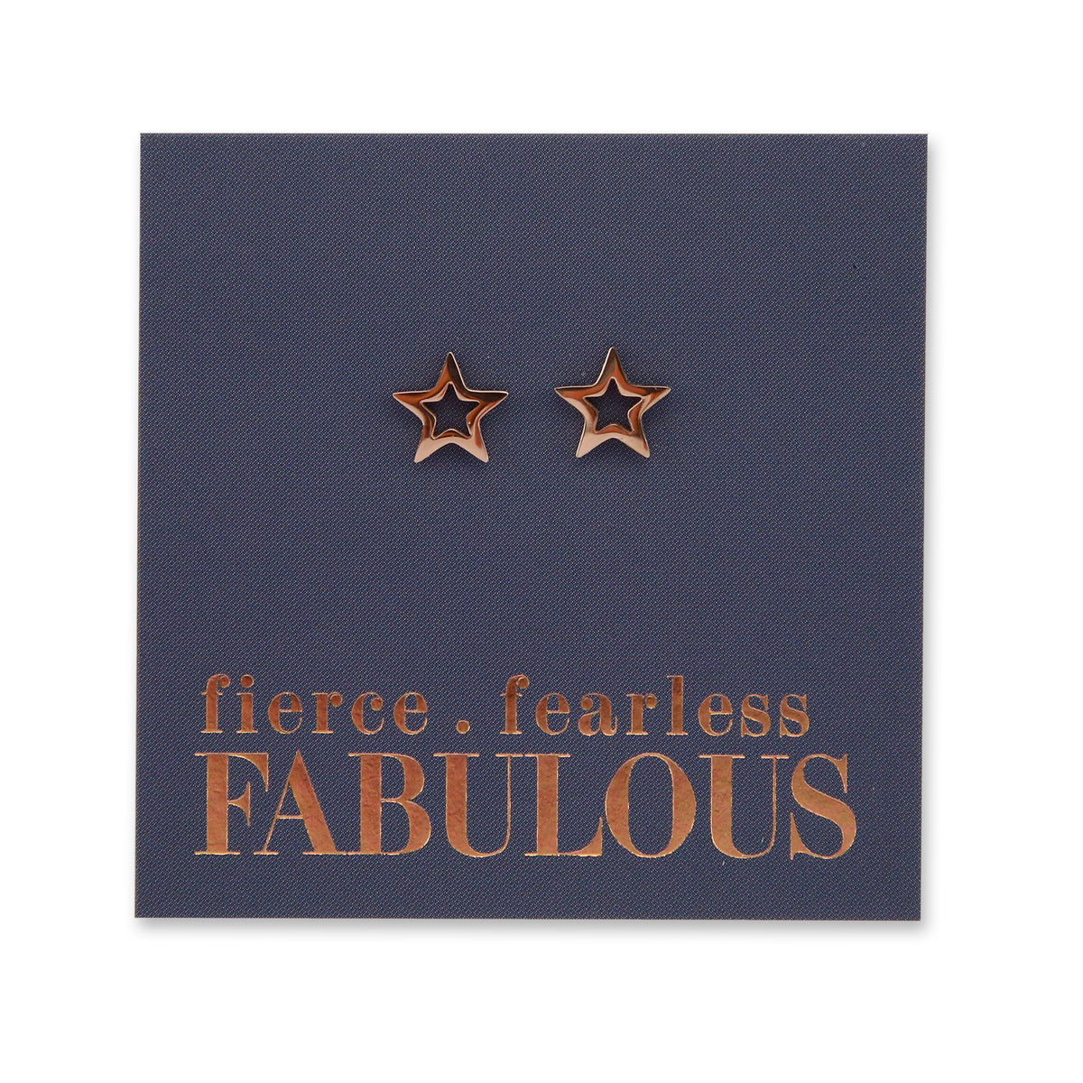 Stainless Steel Earring Studs - Fierce Fearless Fabulous - OPEN STARS