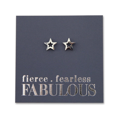 Stainless Steel Earring Studs - Fierce Fearless Fabulous - OPEN STARS