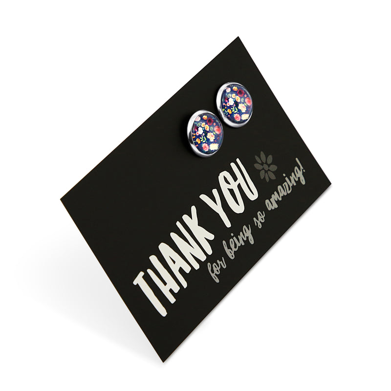 Heart & Soul Collection - THANK YOU for being amazing! - Silver surround Circle Studs - Florabelle (9208)