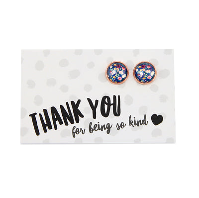 Heart & Soul  Collection - THANK YOU for being so kind! - Rose Gold surround Circle Studs - Florabelle (9206)