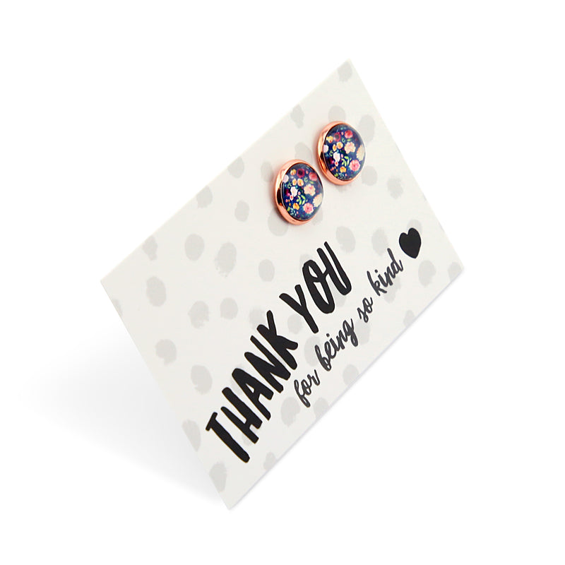 Heart & Soul  Collection - THANK YOU for being so kind! - Rose Gold surround Circle Studs - Florabelle (9206)