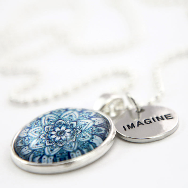 Heart & Soul Collection - Bright Silver ' IMAGINE ' Necklace - Floral Ice (10564)