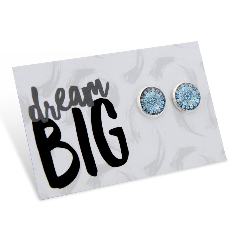 DREAM BIG - Bright Silver Surround Earring Studs - Floral Ice (8601)