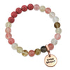 Lava Stone Bracelet -  8mm Frosted Watermelon Tigerskin + Lava Stone beads - with Rose Gold Word Charm