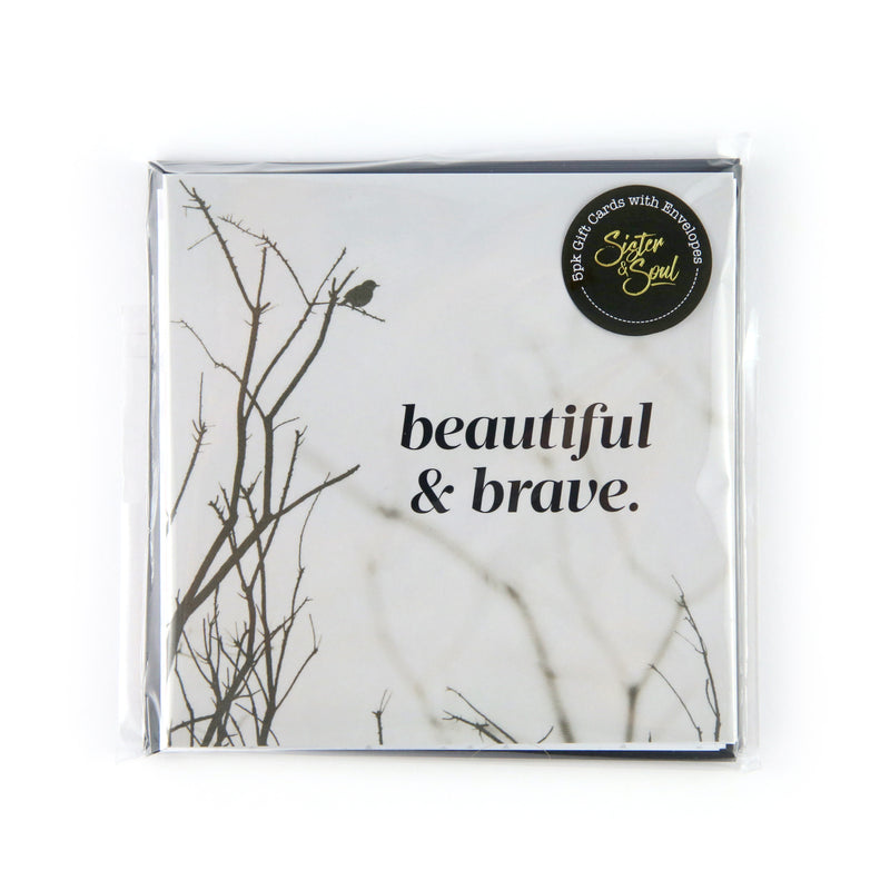 GIFT CARDS Pk 5 With Envelopes - Beautiful & Brave Pack (7001-2)
