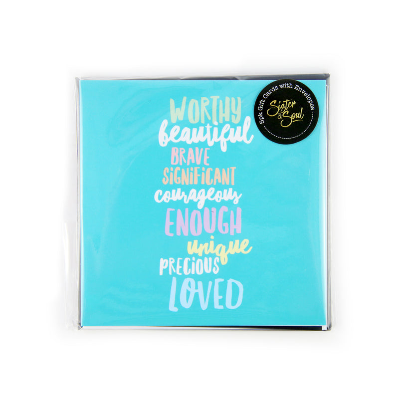 GIFT CARDS Pk 5 With Envelopes - Worthy Beautiful Brave Pack (7005-1)