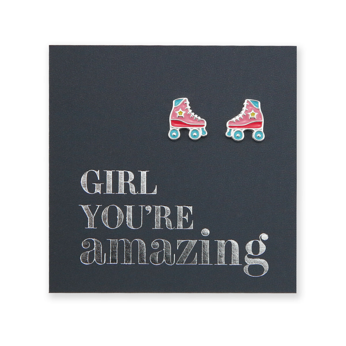 Roller skate sterling silver earring studs.