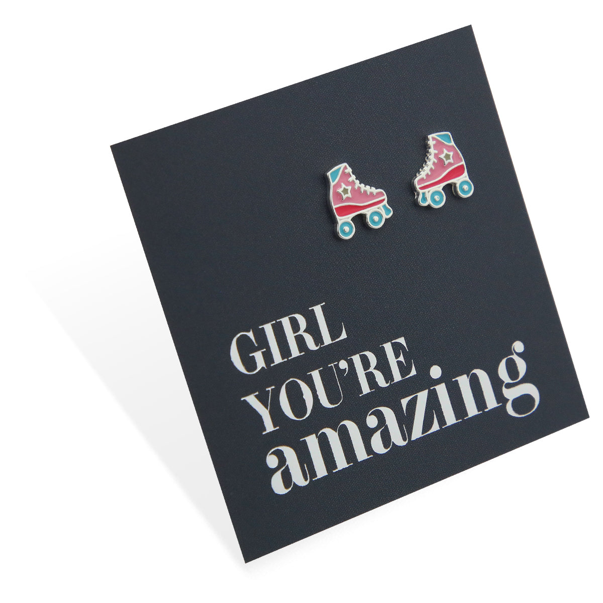 Roller skate sterling silver earring studs.