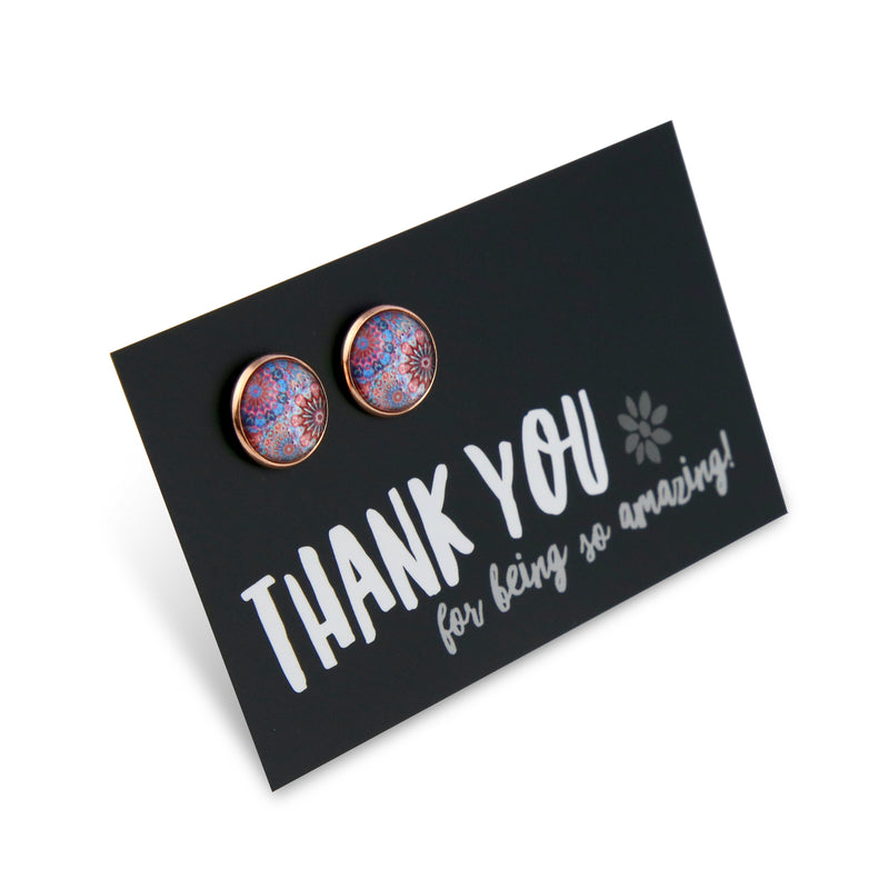 BOHO Collection - Thank You For Being So Amazing - Rose Gold 12mm Circle Studs - Glaze (9313)
