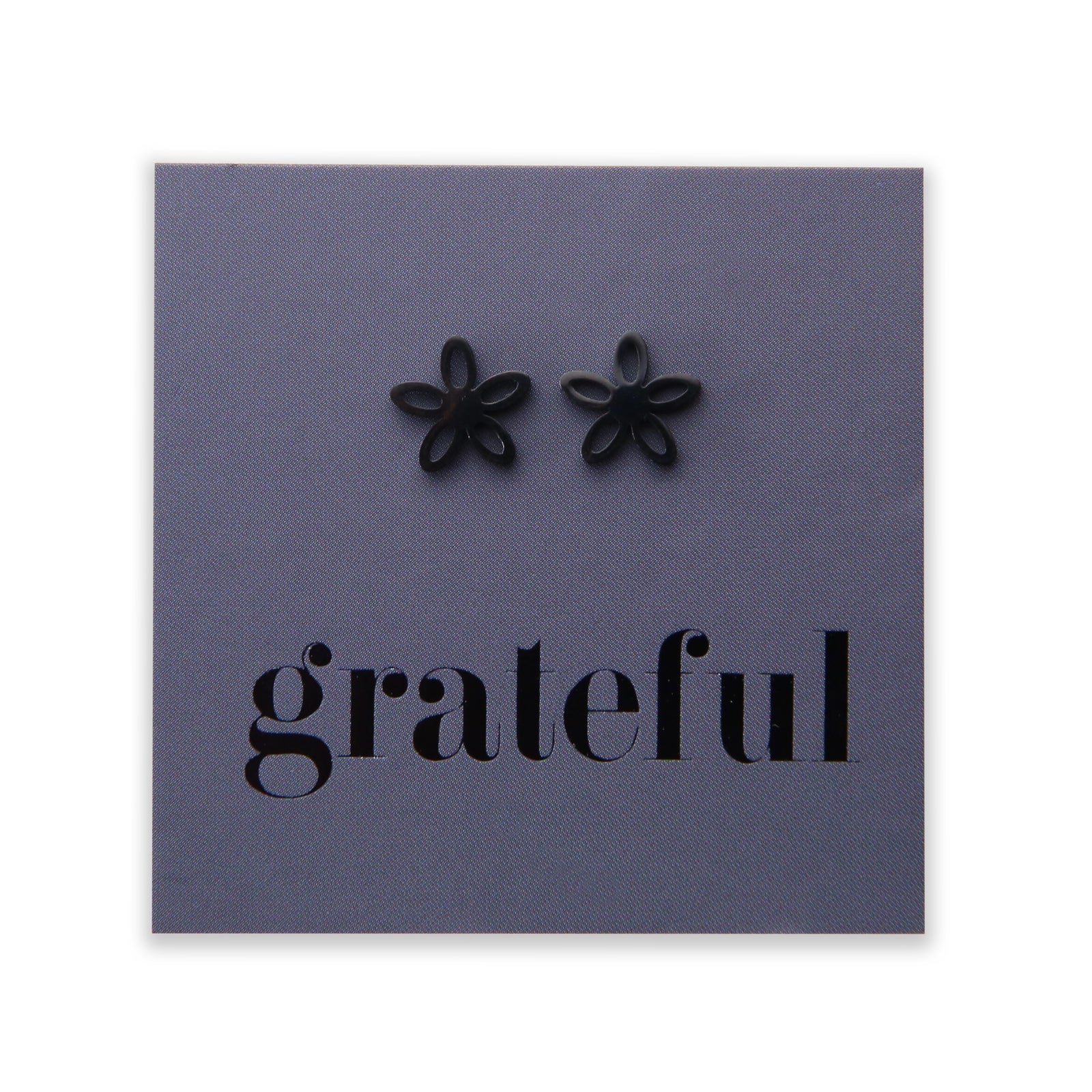 Stainless Steel Geo flower shape earrings. Hypoallergenic studs in Rose Gold, Silver, Black & Gold. Star shaped. Beautiful Gifts by Sister and Soul. Foil feature gift card Girl you are amazing.