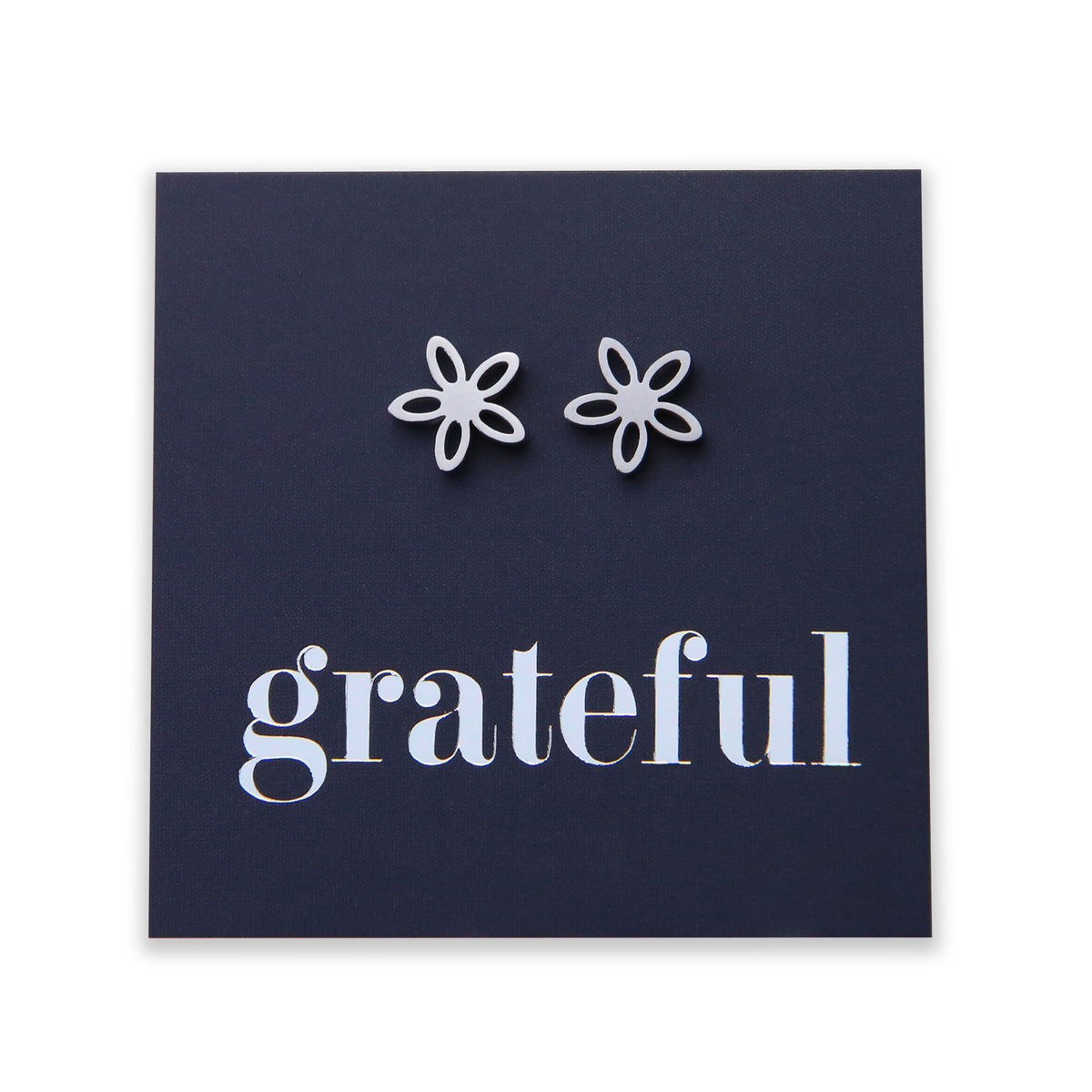 Stainless Steel Earring Studs - Grateful - FLOWER