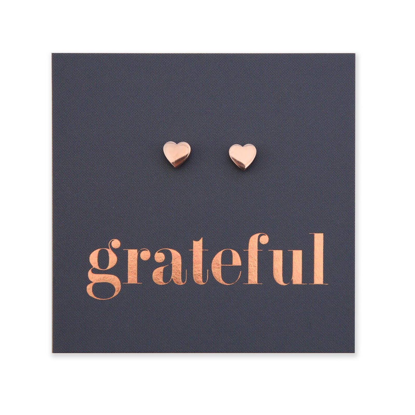 Stainless Steel Earring Studs - Grateful - TINY HEARTS