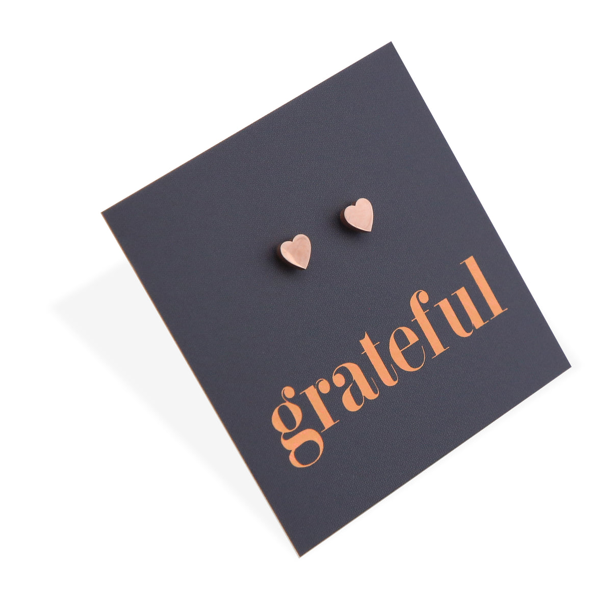 Stainless Steel Earring Studs - Grateful - TINY HEARTS