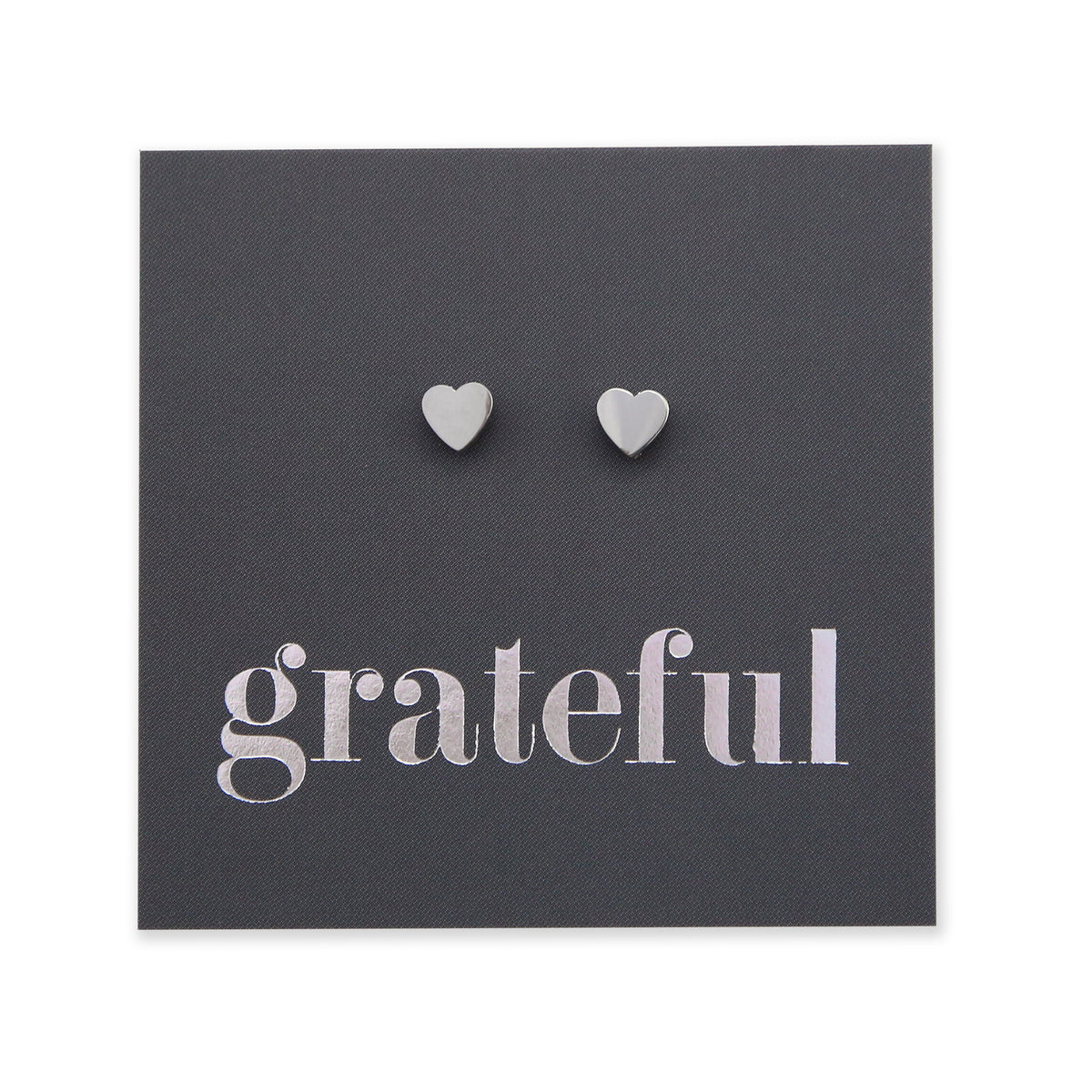 Stainless Steel Earring Studs - Grateful - TINY HEARTS