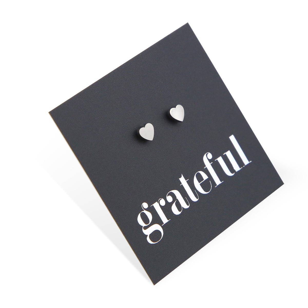 Stainless Steel Earring Studs - Grateful - TINY HEARTS