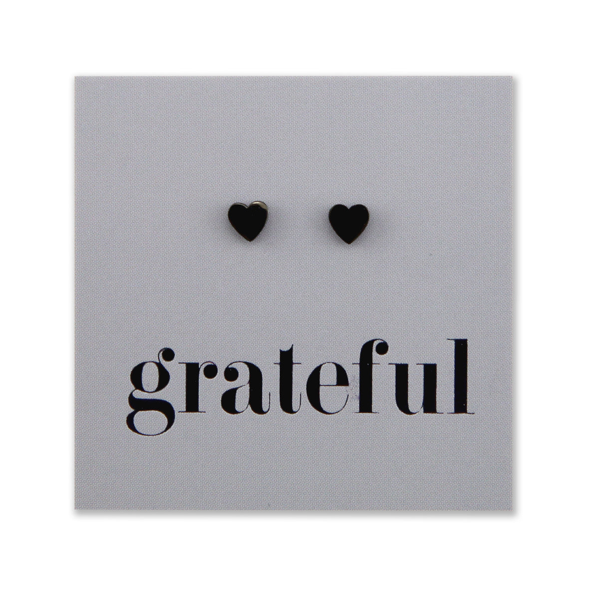 Stainless Steel Earring Studs - Grateful - TINY HEARTS