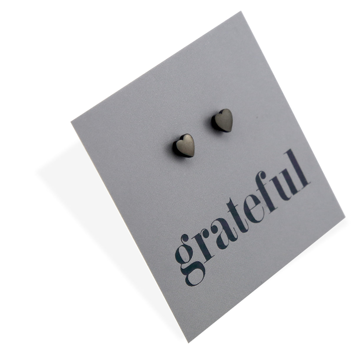 Stainless Steel Earring Studs - Grateful - TINY HEARTS