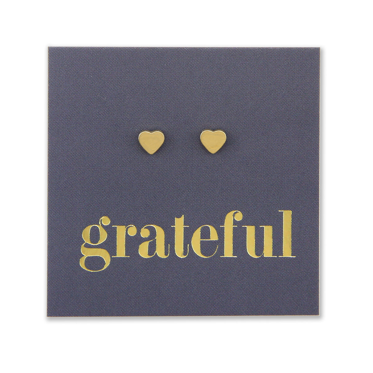 Stainless Steel Earring Studs - Grateful - TINY HEARTS