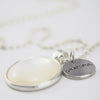 Black & Whites - Pearl & Bright Silver ' GRATEFUL ' Necklace - White Resin (11115)