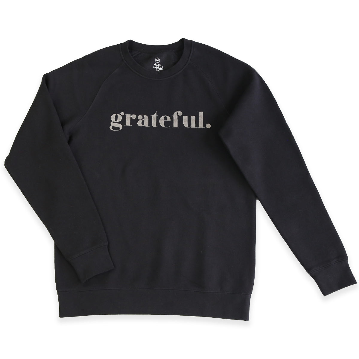 Grateful Crew Neck Jumper - Black - Charcoal Shimmer Print