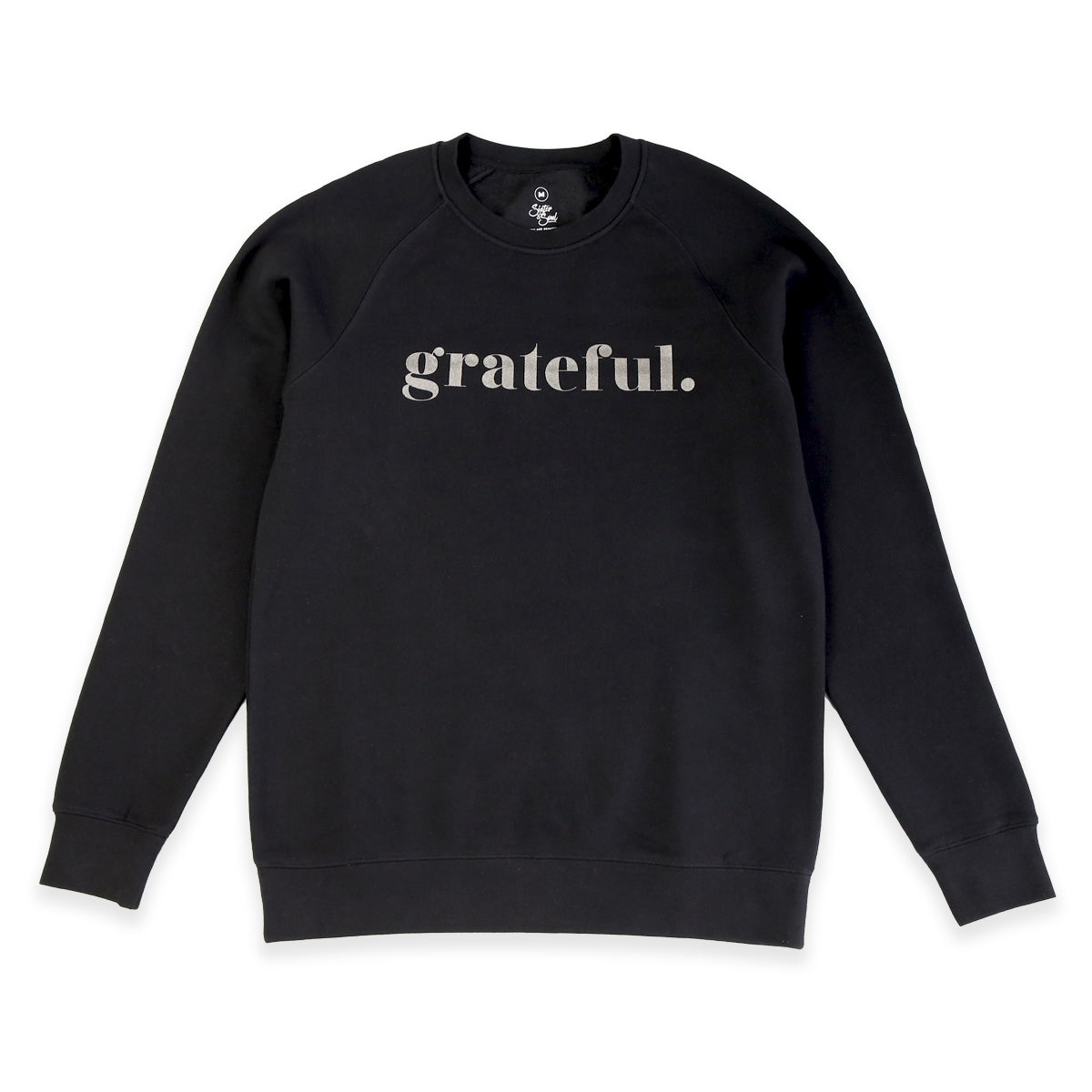 Grateful Crew Neck Jumper - Black - Charcoal Shimmer Print