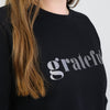 Grateful Crew Neck Jumper - Black - Charcoal Shimmer Print