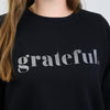 Grateful Crew Neck Jumper - Black - Charcoal Shimmer Print