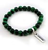 Green tigers eye bead bracelet 8mm sized beads with silver inspire cute charm.