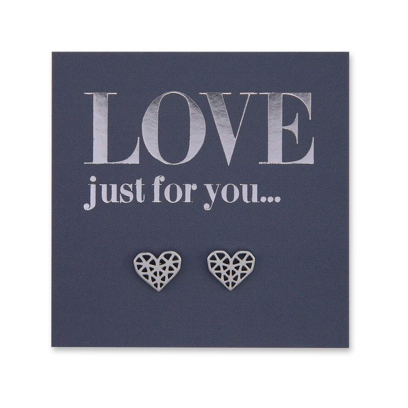 Stainless Steel Earring Studs - Love Just For You - Geo Hearts
