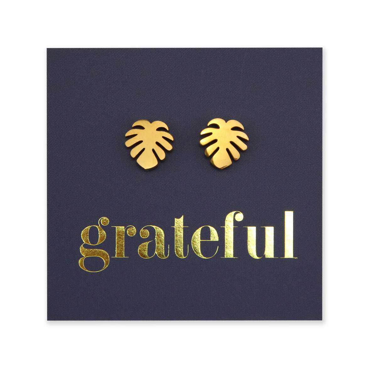 Monstera leaf hypoallergenic stainless steel earring stud, available in black, rose gold, silver or black. 