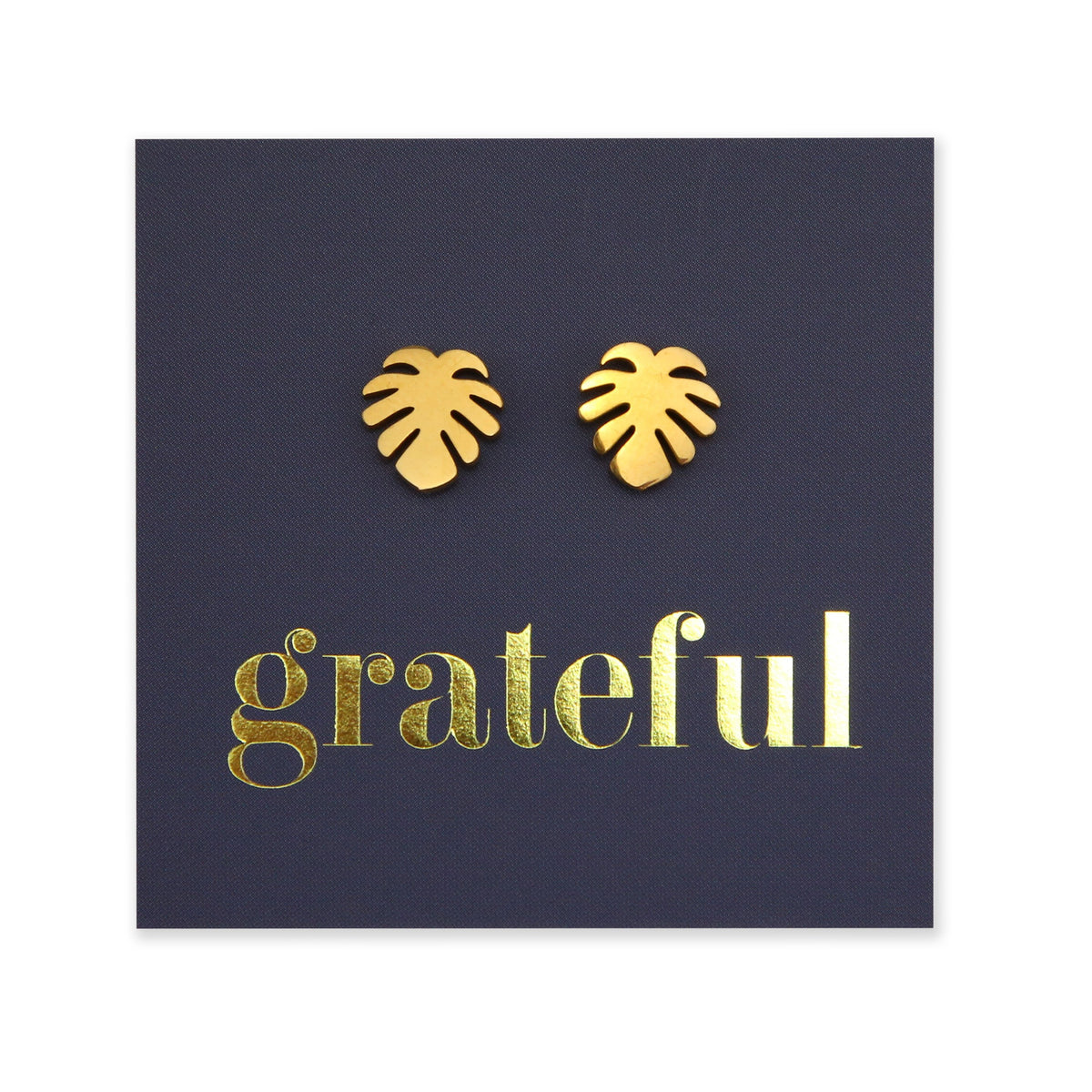 Monstera leaf hypoallergenic stainless steel earring stud, available in black, rose gold, silver or black. 