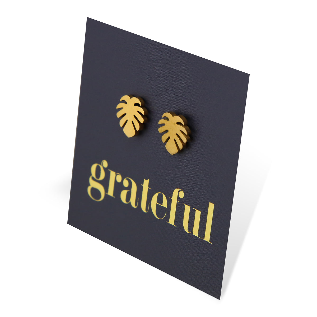 Monstera leaf hypoallergenic stainless steel earring stud, available in black, rose gold, silver or black. 