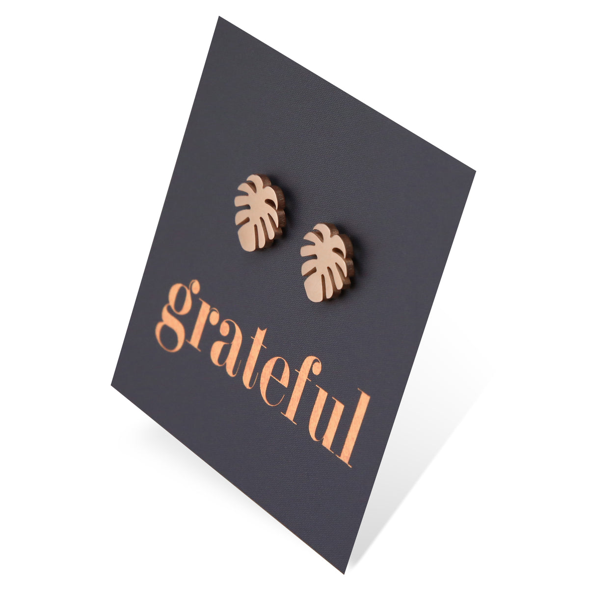 Monstera leaf hypoallergenic stainless steel earring stud, available in black, rose gold, silver or black. 